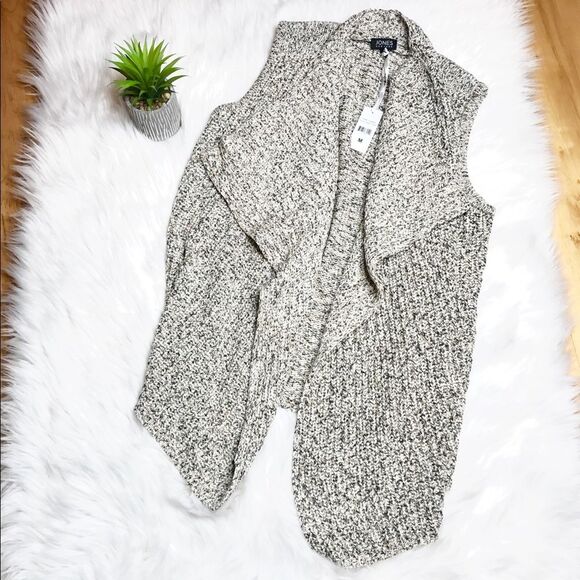 Jones New York Chunky Sweater Knit Waterfall Vest – Cream & Gray – Size M (NWT) - Picture 3 of 9